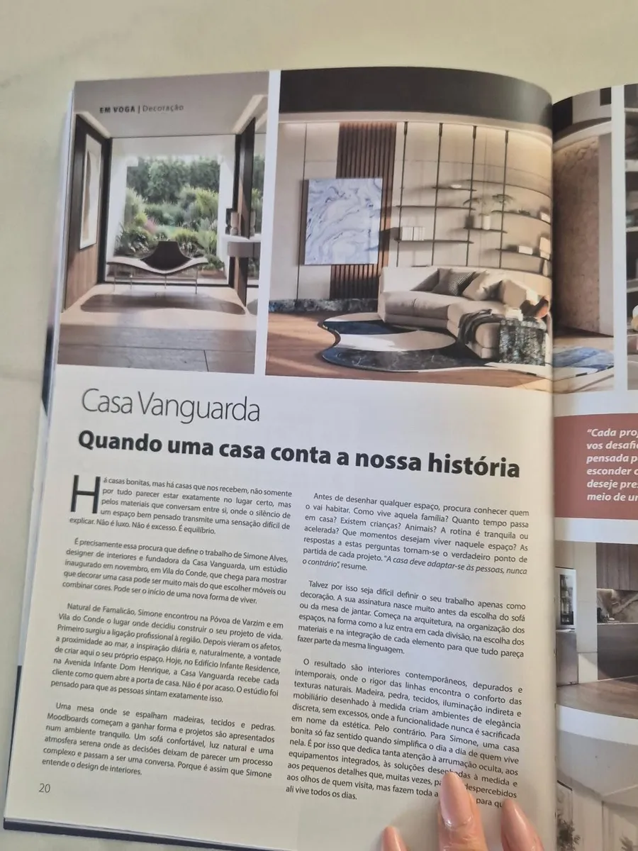 Reportagem sobre a CasaVanguarda na revista Em Voga — «Quando uma casa conta a nossa história»